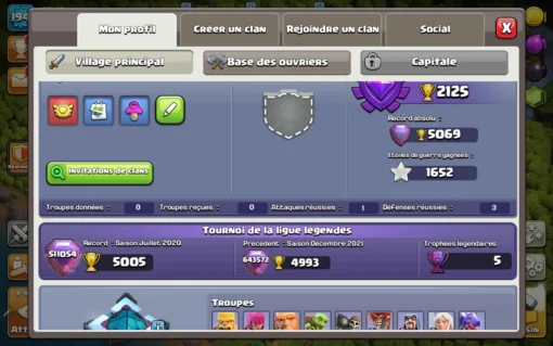 Compte clash of clans a vendre