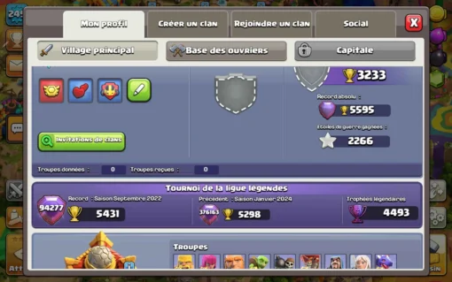 Vendre compte clash of clans