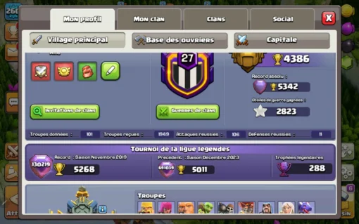 Vendre compte clash of clans